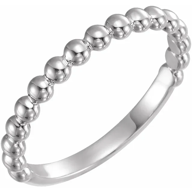 White Gold stackable beaded ring