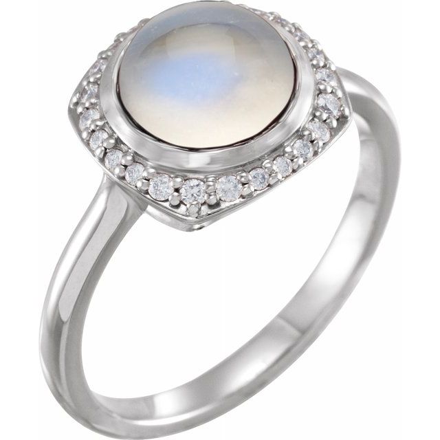 Moonstone Halo Engagement Ring