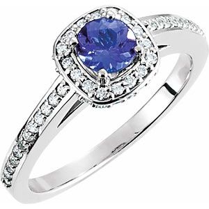 Blue Gemstone Tanzanite Engagement Ring