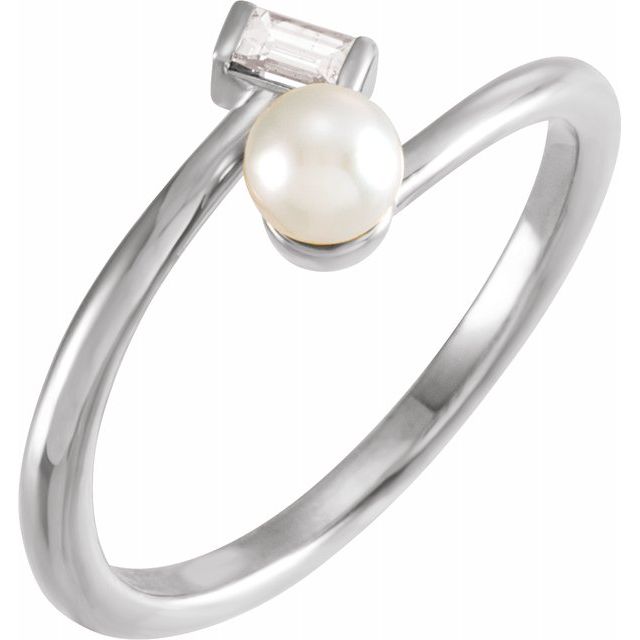 Pearl and Diamond Toi et Moi Ring AaLAND