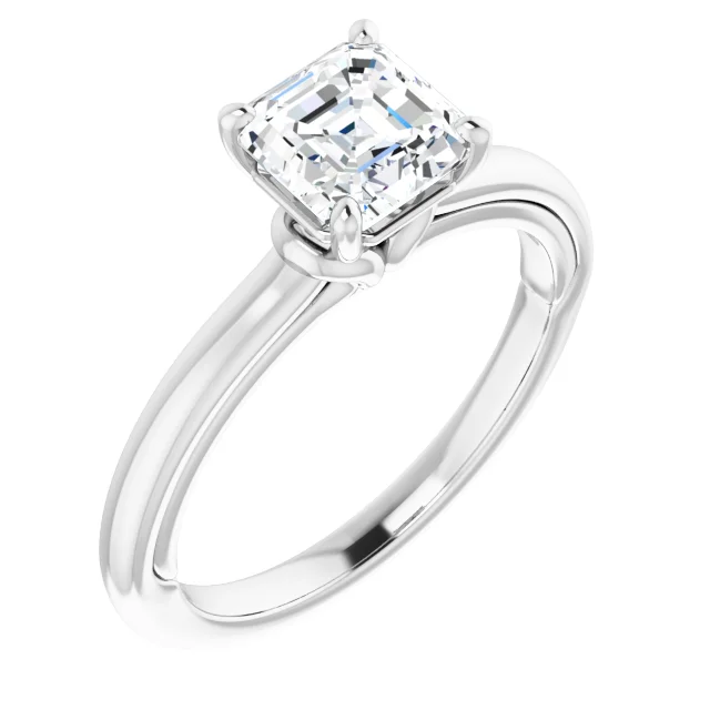 1 carat Asscher Cut Diamond Engagement Ring