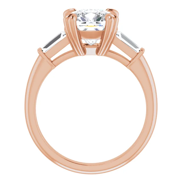 2 Carat 3-stone 10K Rose Gold Engagement Ring