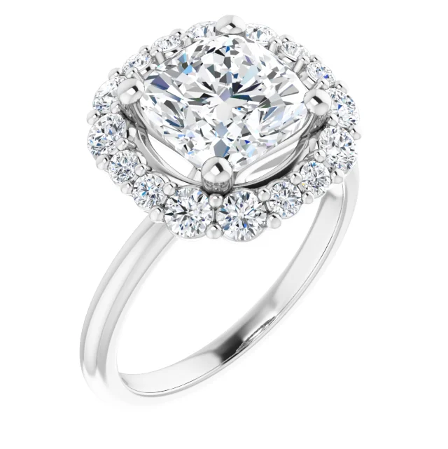14K White Gold 2-Carat Halo Style Engagement ring