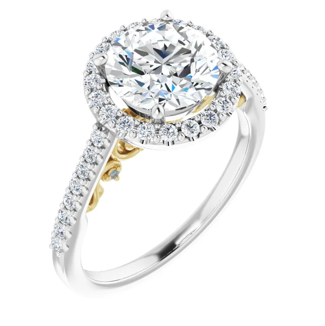 2-carat 14k White-Yellow Engagement Ring