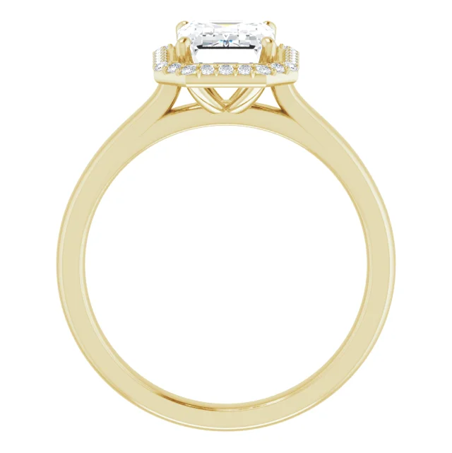 2 Carat Emerald Halo Style 14k Yellow Gold Engagement Ring