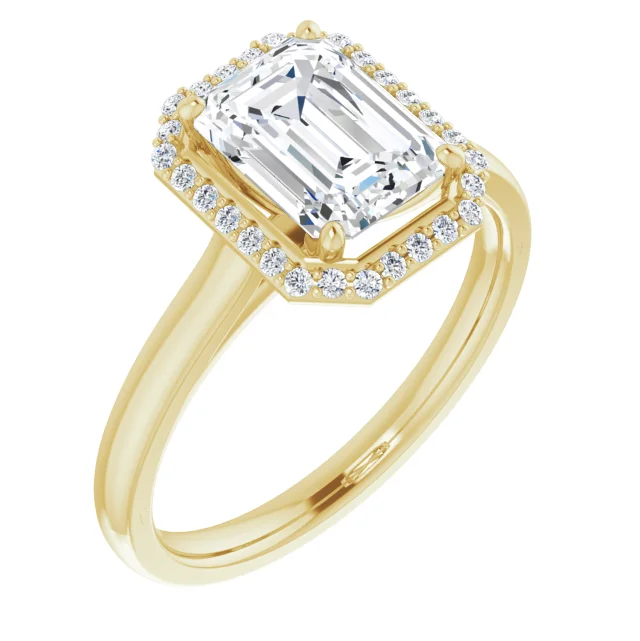 2 Carat Emerald Halo Style 14k Yellow Gold Engagement Ring