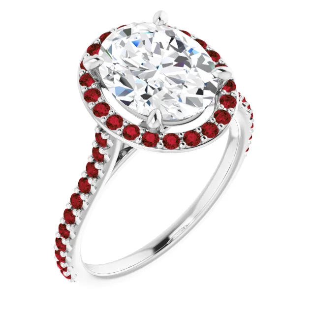 3 Carat Diamond Ring with Ruby Accents