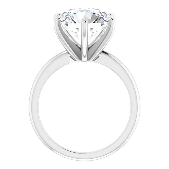 Nat 10.94 (5.01ct) E SI2 14K White 11 mm Round Solitaire Engagement Ring side view with basket aaland indiana merville jewelers chicago